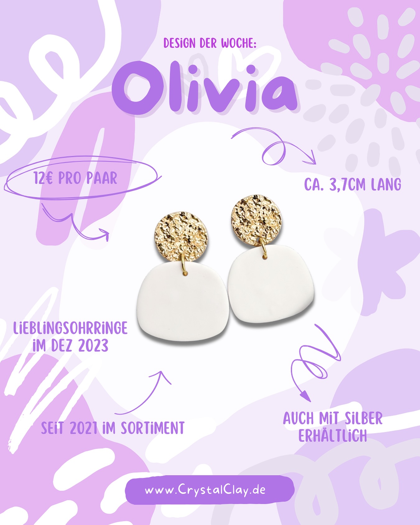 Design der Woche: Olivia!
Dieses Modell ist durchweg klassisch, elegant und ein echter Hingucker ✨.
Es passt perfekt für den besonderen Auftritt und um dein Putfit den gewissen touch zu verleihen. Das Modell an sich gibt es schon rech lange im Sortiment, jedoch die Farben, Strukturen und Anhängerfarbe kann deinen Wünschen individuell angepasst werden.
Ich hatte mal überlegt sie aus dem Sortiment zu nehmen, aber ich sehe wie gerne ihr diese bestellt, sodass dies natürlich dann undenkbar wäre:)!
#designderwoche#donnerstagsdesign#handmade#ohrringe#earrings#polymerclay#mitliebe#flensburg#crystalclay