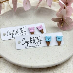 Kawaii-Eis Ohrstecker - Himmelblau