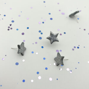 Stern Ohrstecker - Glitzer-Silber