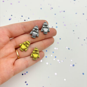 Raketen Ohrstecker - Glitzer-Gold