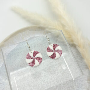 Pfefferminz Bonbon Ohrringe - Rosaglitzer