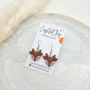 Rentier Ohrringe - Rosa Gesicht