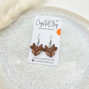 Rentier Ohrringe - Hellbraunes Gesicht