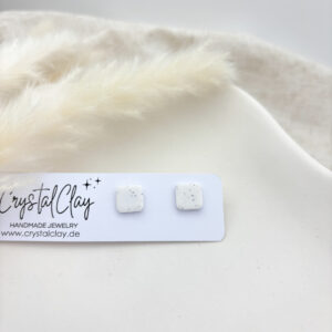 Caro Ohrstecker - Weiß gesprenkelt