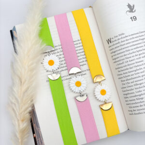 Elastisches Lesezeichen - Blume + hellvioletten Band