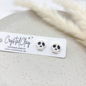 Totenkopf-Ohrstecker - Weiß