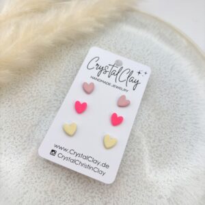 Micro Herz-Ohrstecker 3er Pack - Pack 11: Strawberry, Neon Pink, Vanille