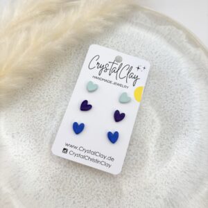 Micro Herz-Ohrstecker 3er Pack - Pack 7: Himmelblau, Pflaume, Pazifikblau