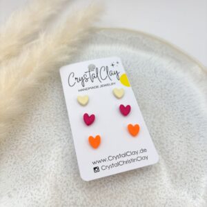 Micro Herz-Ohrstecker 3er Pack - Pack 8: Vanille, Himbeere, Mandarine