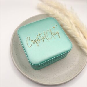 Schmuckschatulle klein - Türkis-Metallic mit goldglitzernden Schriftzug