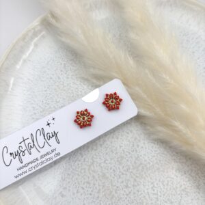 Weihnachtsohrstecker - Weihnachtsstern Rot mit Glitzer