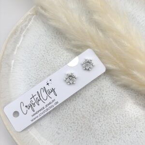 Weihnachtsohrstecker - Weihnachtsstern Weiß mit Glitzer