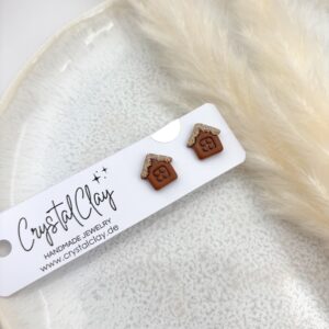 Weihnachtsohrstecker - Lebkuchenhaus mit Glitzer