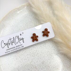 Weihnachtsohrstecker - Lebkuchenmann mit Silber