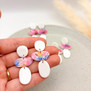 Emmi Ohrringe Einzelstücke - Weiß/Blumenprint