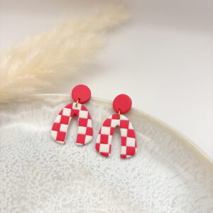 Kylie Ohrringe Einzelstücke - Pinkes Schachmuster