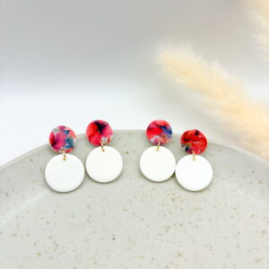 Lije Ohrringe Einzelstücke - Blumenprint mit Weiß (glatt)