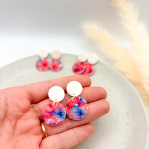 Lije Ohrringe Einzelstücke - Weiß mit Blumenprint