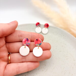 Mini Lije Ohrringe Einzelstücke - Blumenprint mit Weiß