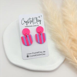 Charlie Ohrringe - Gestreift - Neonpink-Flieder gestreift