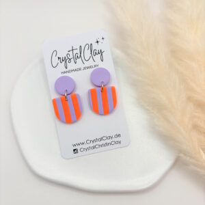 Charlie Ohrringe - Gestreift - Flieder-Neonorange gestreift