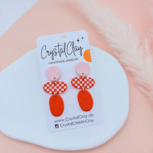 Emmi Ohrringe Einzelstücke - Rosa/Rot kariert