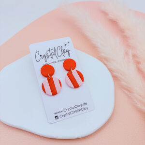 Lije Ohrringe Einzelstücke - Rot/Rosa gestreift