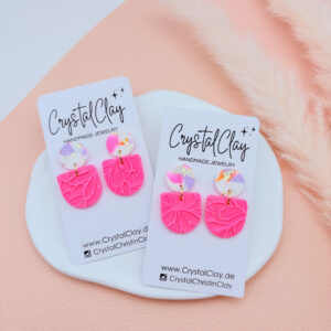 Charlie Ohrringe Einzelstücke - Neonpink/bunt mit Muster