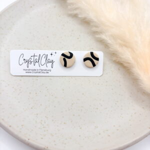Mara Ohrstecker - Schwarz-Beige gemustert