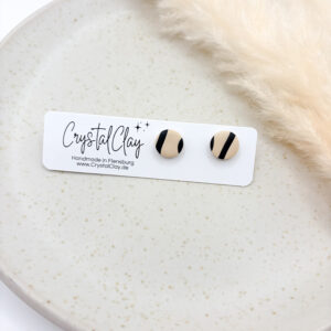 Mini Mara Ohrstecker - Schwarz-Beige gemustert